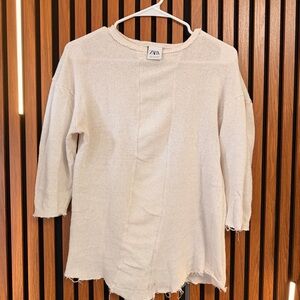 Zara Off-White Textured Tunic